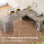 SEDETA Farmhouse 67" L Shaped Desk - Image 7