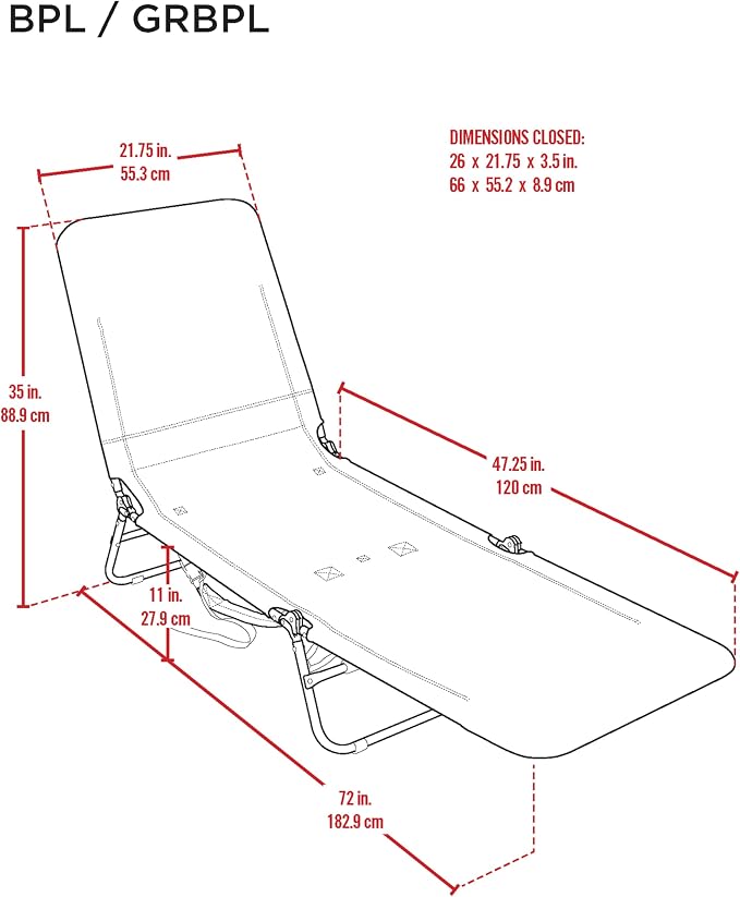 Rio Beach Portable Lay Flat Folding Backpack Beach Lounge Chair - Image 2