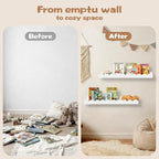 Nursery Floating Shelves for Kids Room, 2 Pack 23.6 Inch White Wall Shelves - Image 3