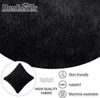 Lazy Chair with Ottoman, Large Black Accent Chair with Ottoman and FA Throw - Image 8