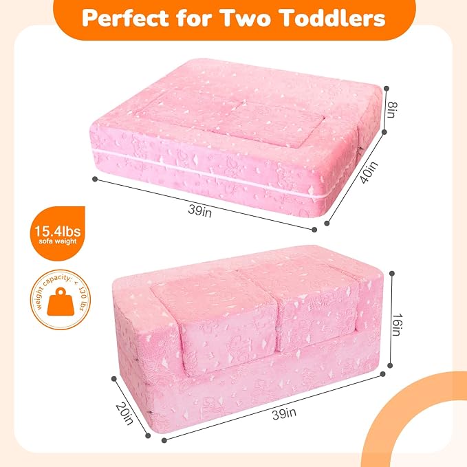 MeMoreCool Glow-in-The-Dark Unicorn Kids Modular Couch Sofa – Convertible - Image 3