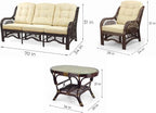 Malibu Lounge Set of 4: 2 Natural Rattan Wicker Chairs, Three-Seater Sofa - Image 3