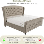 AMERLIFE California King Size Platform Bed Frame, Linen Upholstered Sleigh Bed - Image 7