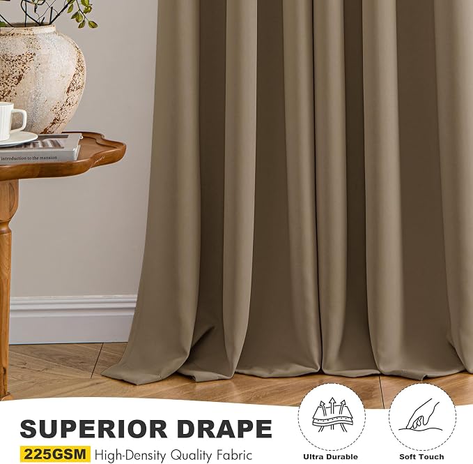 MIULEE Blackout Curtains for Bedroom 2 Panels 40 x 45 Inch Long Khaki | Thermal - Image 5