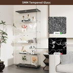 Display Cabinet with Glass Door and Lock, 5-Shelf Curio Cabinets with 5mm - Image 6