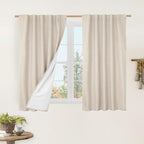 Natural 100% Blackout Linen Curtains 48 Inches by LAMIT