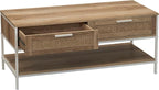 Household Essentials Coastal Oak Woven Front Coffee Table - Image 8