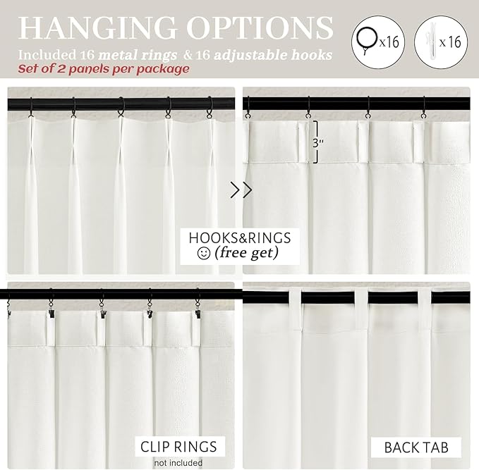 Cute Pinch Pleat Pure White Sheer Curtains 63 Inch Length 2 Panels Set - Image 4