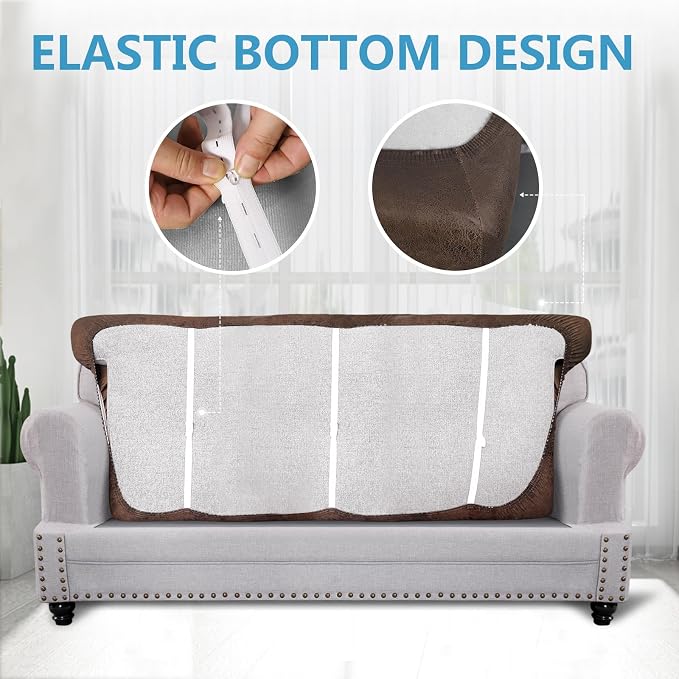 ANARACHON Leather Look Couch Cushion Covers Sofa Seat Slipcovers Sets Couches - Image 4