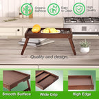 Fibogollo 2 Pack Bamboo Bed Tray Table - Image 4