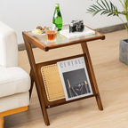 Giantex Rattan Side Table, Boho Nightstand - Image 3