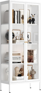 UNICOLY Display Cabinet with Glass Doors, Glass Display Cabinet 4-Tier - Image 9