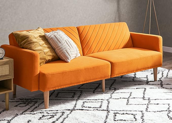 mopio 76.4" Futon Sofa Bed, Sleeper Sofa, Mid Century Modern Futon Couch by MopioInc