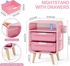 SYKIARIOL Pink Nightstand, Cute End Table - Image 3