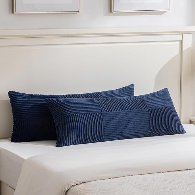Fancy Homi Set of 2 Navy Blue Boho Long Lumbar Body Decorative Throw Pillow by Fancy+Homi