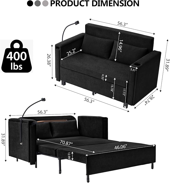 3-in-1 Convertible Sleeper Sofa Couch - Image 2