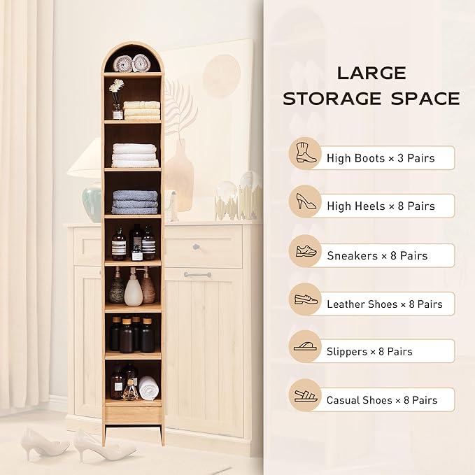 IFGET 67" Tall Arched Bookshelf, 8 Tiers Arch Bookcase - Image 4