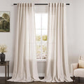 Linen Beige Curtains 108 Inches Long 2 Panels Set Back Tab Rod Pocket Semi by Nanspring