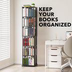 SpaceAid 6 Tier Rotating Bookshelf Tower, Bamboo Spinning Book Shelf, Revolving - Image 6