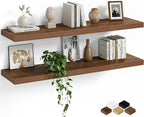 Fun Memories Floating Shelves for Wall, 40 Inch Long Set of 2 Rustic Wood Wall by FunMemories