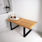 Bamboo Nelson Slat Wooden Bench, Small Wood Benches - Image 2