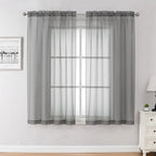 Chyhomenyc Voile Sheer Window Curtain Panels 54 Inch Long, Top Dual Rod Pockets by Chyhomenyc