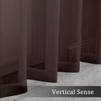 Sheer Chocolate Curtains, Sheer Curtains 90 Inches Long 2 Panels Set, Rod - Image 5