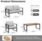 Patio Furniture Set, 4 Pieces Outdoor Patio Furniture - Image 2