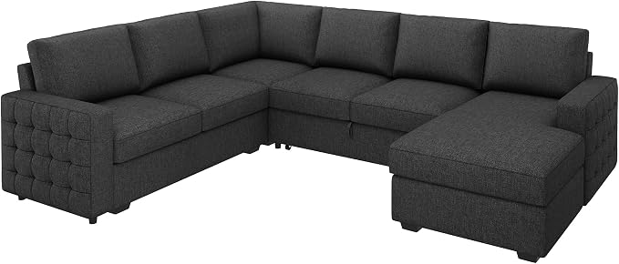 HONBAY Sectional Couch with Pull Out Bed, Sectional Sleeper Sofa with Storage - Image 9