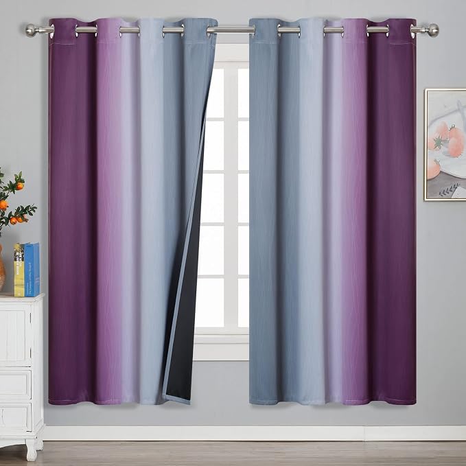 Purple and Grey Ombre Blackout Curtains by ESTELARTEXTILER