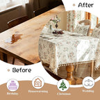 VClife Shabby Chic Pink White Floral Printed Tablecloth - Image 8