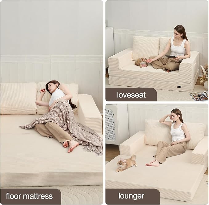 COMAX Convertible Sofa Bed Queen, Folding Fold Out Couch Bed, Floor Futon Couch - Image 5