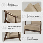Lexicon Mid Century Modern Chair Velvet Accent Chair - Image 3