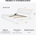 SHA CERLIN Queen Size Upholstered Bed Frame, Deluxe Low Profile Sleigh Bed - Image 2
