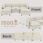 112'' Sectional Modular Cloud Couch, Oversized 5 Seat Couches U Shaped Sofa - Image 2