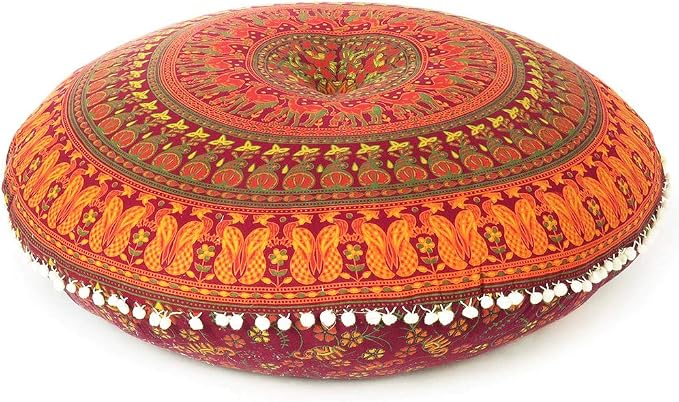 Mandala Floor Pillow Cover Meditation Cushion Seating Throw Hippie Round - Image 2