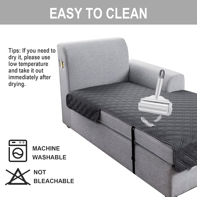 Genina L Shape Couch Cover, Sectional Couch Chaise Covers, Waterproof Washable - Image 5
