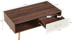 Coffee Table with Storage, Mid Century Boho Wood Center Table with Open Storage - Image 2