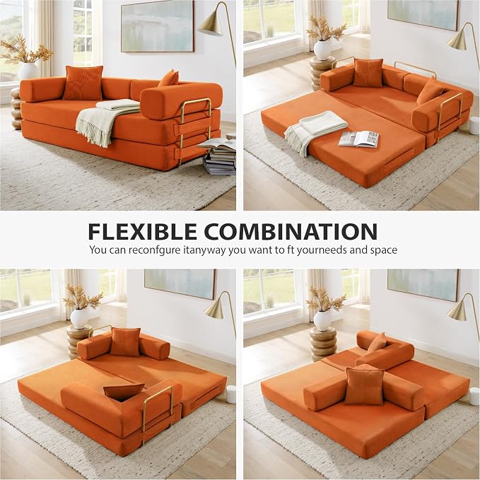 HANXIN Convertible Sleeper Sofa Bed, 78 Inch Folding Floor Mattress Couch - Image 5