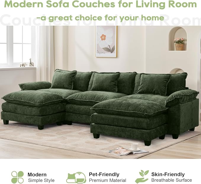 Oprisen 120" Modular Sectional Sofa, Comfy Cloud Couch Sectional Sofa - Image 7