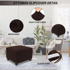 NeColorLife Stretch Ottoman Cover Square Soft Knitted Jacquard Washable Thick - Image 2
