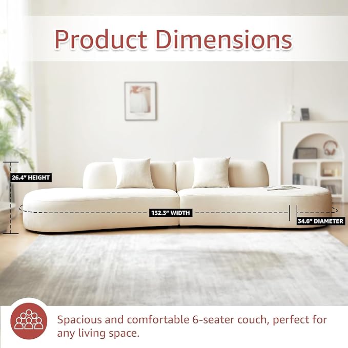 Container Furniture Direct 132" Curved Sofa - Image 2
