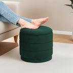 15" Upholstered Round Velvet Ottoman - Image 5