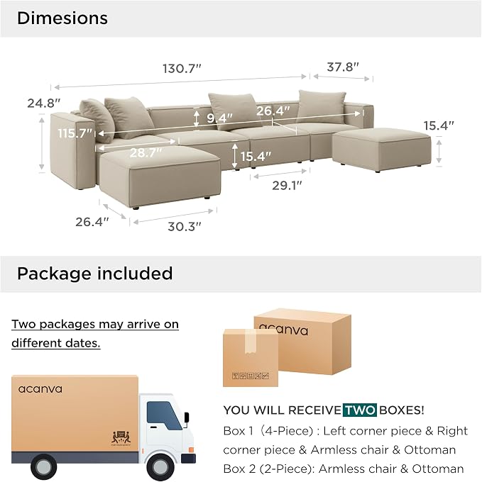 Acanva Luxury Modular Sectional Living Room Sofa Set, Modern Minimalist Style - Image 2