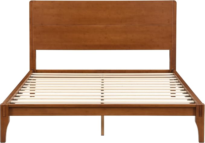 Merax Queen Size Bamboo Platform Bed, Mid-Century Modern Bed Frame - Image 6