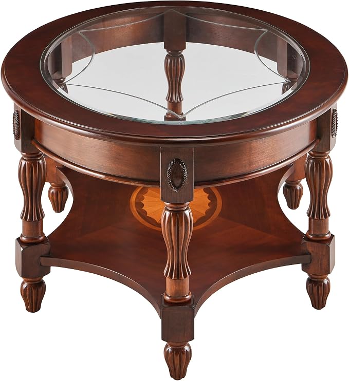 LEEMTORIG Oval Coffee Table for Living Room, Cherry Solid Wood - Image 5