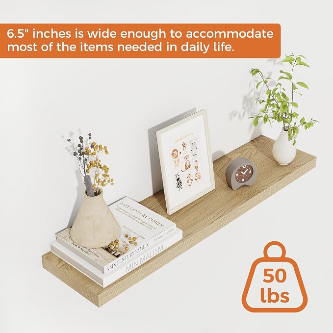 Fun Memories Floating Shelves for Wall, 27.5" Rustic Wood Deep Wall Mounted - Image 5
