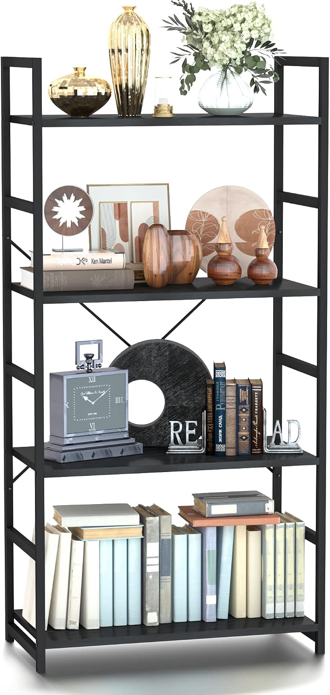 NUMENN 4 Tier Bookshelf, Tall Bookcase Shelf Storage Organizer, Modern Book by NUMENN