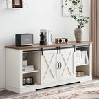 AMERLIFE 4-Piece Farmhouse Table Set Includes Sliding Barn Door TV Stand - Image 8