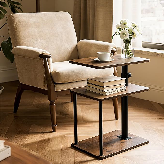 Faesun 360° Swivel Side Table for Height Adjustable, C Shaped End Table for - Image 6
